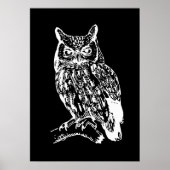 Poster Black and White Owl Art (Devant)