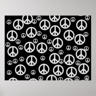 Poster Black and White Peace Signs
