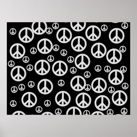 Poster Black and White Peace Signs (Devant)