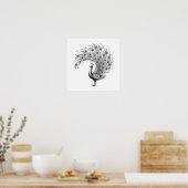 Poster Black and White Peacock (Cuisine)