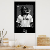 Poster Black and white portrait of male rapper smoking wi (Cuisine)