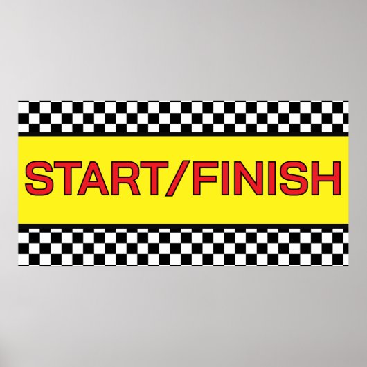 Poster Black and white Racing START finish Line (Devant)