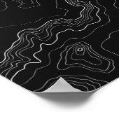 Poster Black and white topographiy map (Coin)