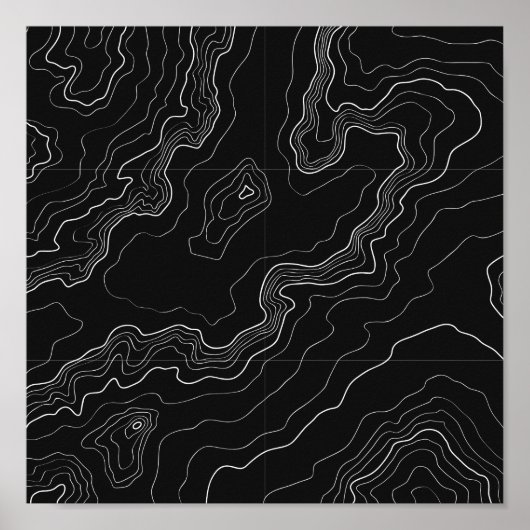 Poster Black and white topographiy map (Devant)