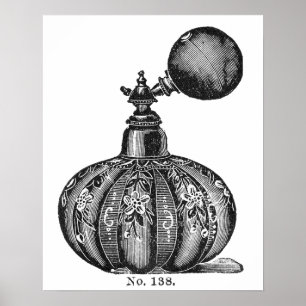 Poster Black and white vintage perfume illustration