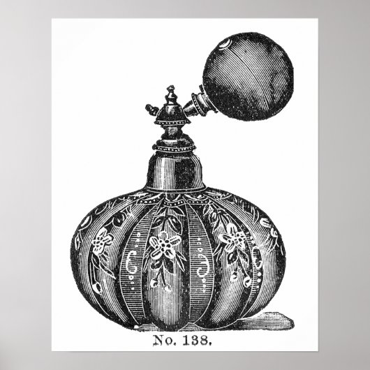 Poster Black and white vintage perfume illustration (Devant)