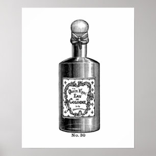 Poster Black and white vintage perfume illustration
