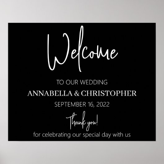 Poster Black and White Welcome élégant minimaliste simple (Devant)