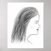 Poster Black and White Woman Profile Sketch Gallery Wall (Devant)
