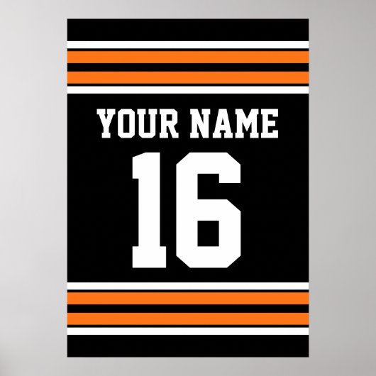 Poster Black avec Orange White Stripes Team Jersey (Devant)