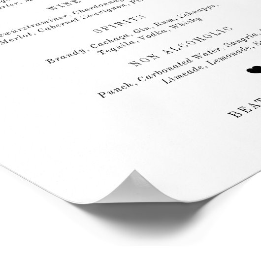 Poster Black Beatrice Script élégant Barre de mariage Men (Coin)