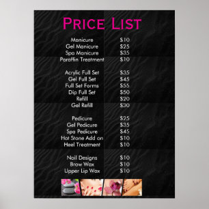 Poster Black beauty Nail Salon Prix Menu
