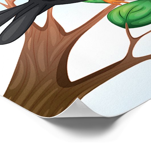 Poster Black Birds on Tree Branches (Coin)