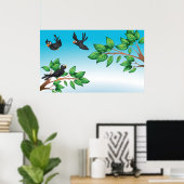 Poster Black Birds on Tree Branches (Bureau à domicile)