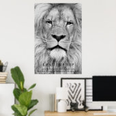 Poster Black Blanc Motivation Leadership Lion Eyes (Bureau à domicile)