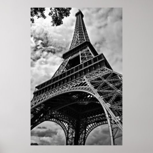Poster Black Blanc Tour Eiffel Amour Paris Europe Voyage (Devant)