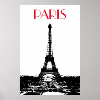 Poster Black Blanc Vintage Tour Eiffel Paris Voyage