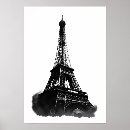 Poster Black Blanc Vintage Tour Eiffel Paris Voyage (Devant)
