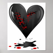 Poster Black Bleeding Cut Open Broken Heart Goth Valentin (Devant)