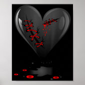 Poster Black Bleeding Cut Open Broken Heart Goth Valentin (Devant)