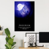 Poster Black Blue Night Wolf Fullmoon Freedom (Bureau à domicile)
