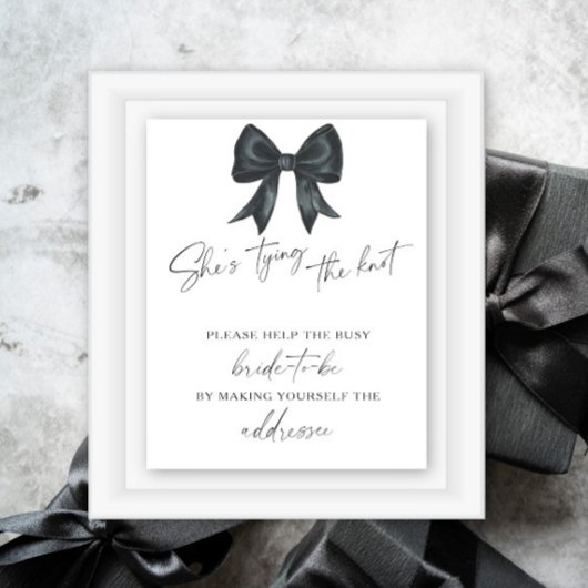 Poster Black bow Bridal shower - Aidez la mariée occupée
