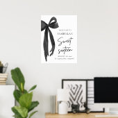 Poster Black Bow Coquette Sweet 16 Anniversaire Bienvenue (Bureau à domicile)