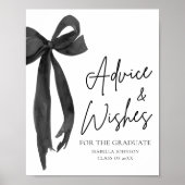 Poster Black Bow Grad Party Graduation Conseils et souhai (Devant)