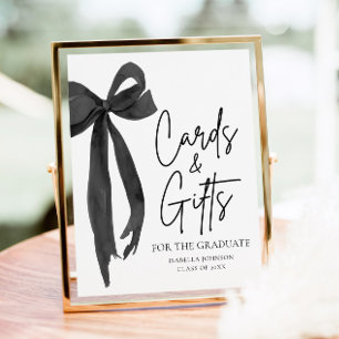 Poster Black Bow Graduate Party Cartes et cadeaux