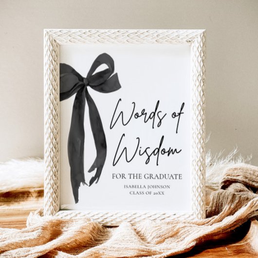 Poster Black Bow Graduation Party Conseils Paroles de sag