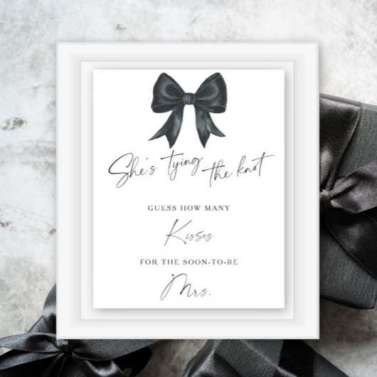 Poster Black bow nuptiale Combien de baisers