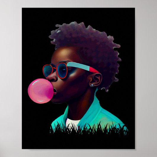 Poster Black Boy Joy Bubble Gum Fun African Melanin Princ (Devant)