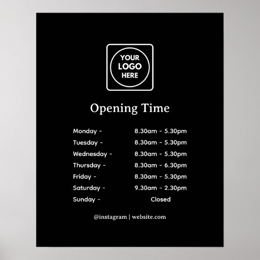 Poster Black Business Heures | Ouverture de magasi (Devant)