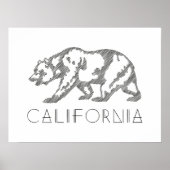 Poster Black California Grizzly Bear Typography Art Print (Devant)