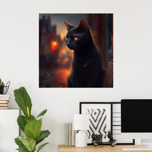 Poster Black Cat (Thuiskantoor)