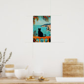 Poster Black Cat and Sea  (Cuisine)