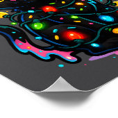 Poster Black Cat Christmas Ice Cream Drip Santa Hat Cute (Coin)