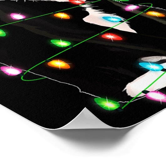 Poster Black Cat Christmas Lights Funny Santa Hat Black C (Coin)