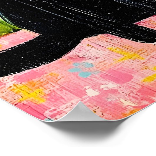 Poster Black Cat Drinking Strawberry Juice (Coin)