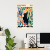 Poster Black Cat Floral Art Print French Expressionism (Bureau à domicile)