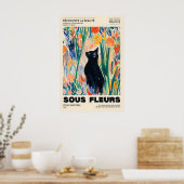 Poster Black Cat Floral Art Print French Expressionism (Cuisine)