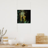 Poster Black Cat Green Forest Witchy AI Art Matte Value (Cuisine)
