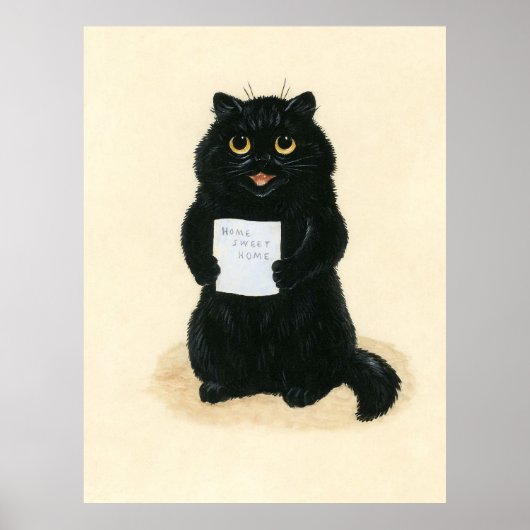 Poster Black Cat Home Sweet Home Secourt Shelter Cute (Devant)