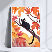 Poster Black Cat in a Tree | Fall Autumn Spooky Cute