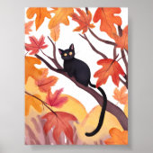 Poster Black Cat in a Tree | Fall Autumn Spooky Cute (Devant)