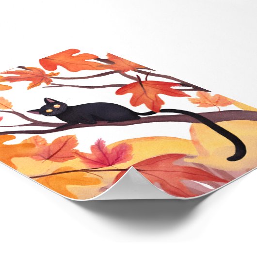 Poster Black Cat in a Tree | Fall Autumn Spooky Cute (Coin)