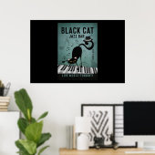 Poster Black Cat Jazz Bar Funny Black Cat Jouer Piano (Bureau à domicile)