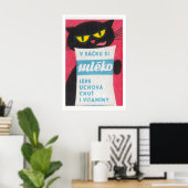 Poster Black Cat Licking Milk Bag - Matchbox Print (Bureau à domicile)