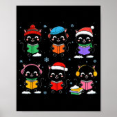 Poster Black Cat Reading Book Christmas For Bookworm Cat (Devant)