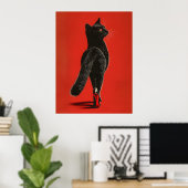 Poster Black Cat Walking the Catwalk – Fashion Illustrati (Bureau à domicile)